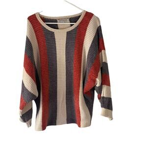 Solitaire Women's Size Large Striped Soft Knit Color Block Sweater